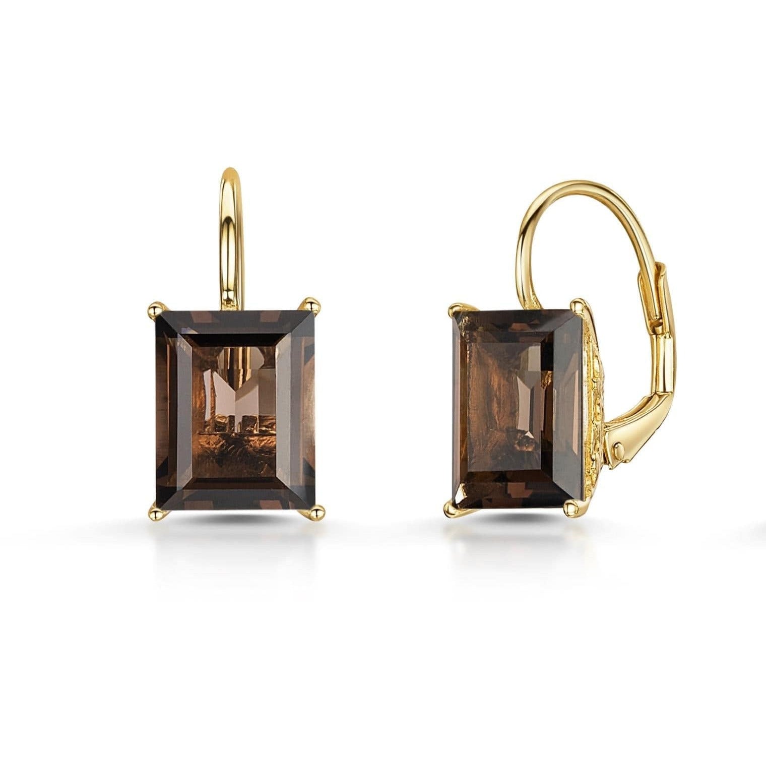 Fervor Montreal Earrings Emerald Cut Smoky Quartz Lever Back Earrings
