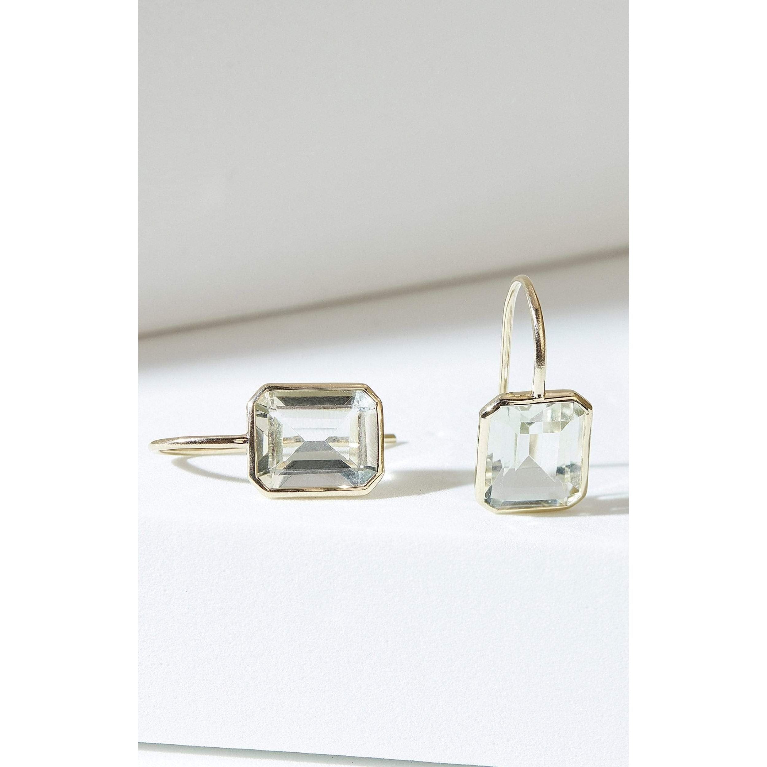 Fervor Montreal Earrings Green Amethyst Octagon Fish Hook Earrings