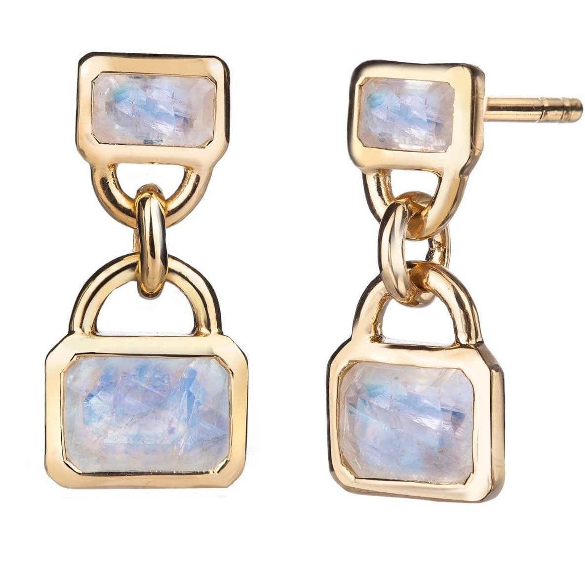 Fervor Montreal Earrings Malaika Rainbow Moonstone Double Octagon Earrings