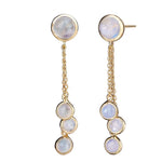 Fervor Montreal Earrings Malaika Rainbow Moonstone Round Cabochon Waterfall Earrings