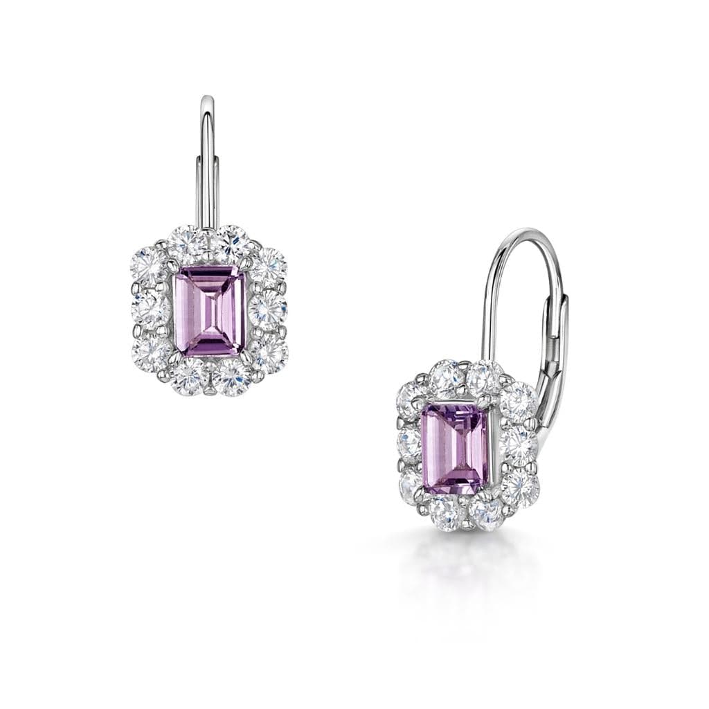 Mini Emerald Cut Pink Amethyst Earrings - Fervor Montreal