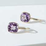 Fervor Montreal Earrings Pink Amethyst Cushion Cut Fish Hook Earrings