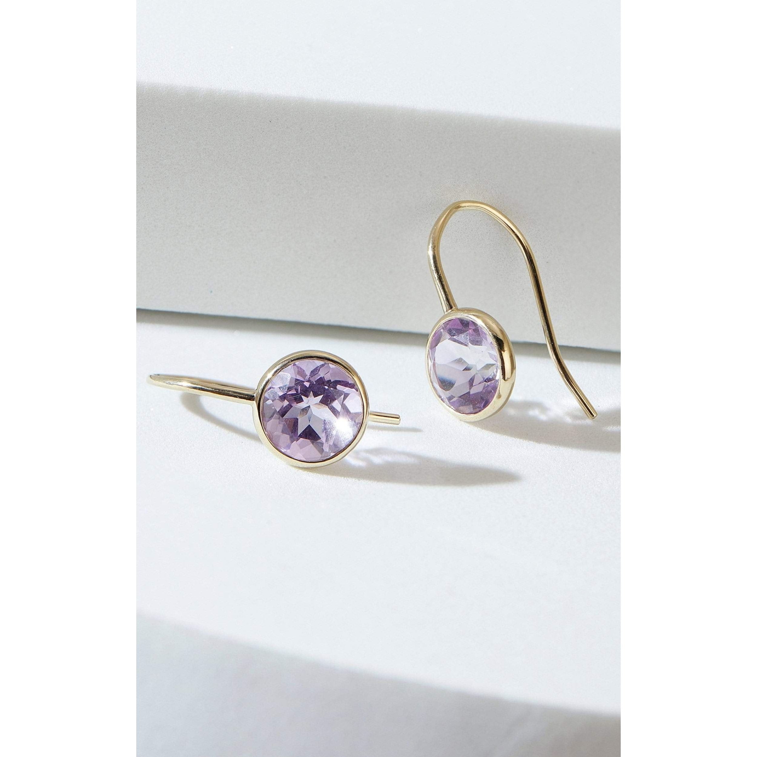 Fervor Montreal Earrings Pink Amethyst Fish Hook Earrings