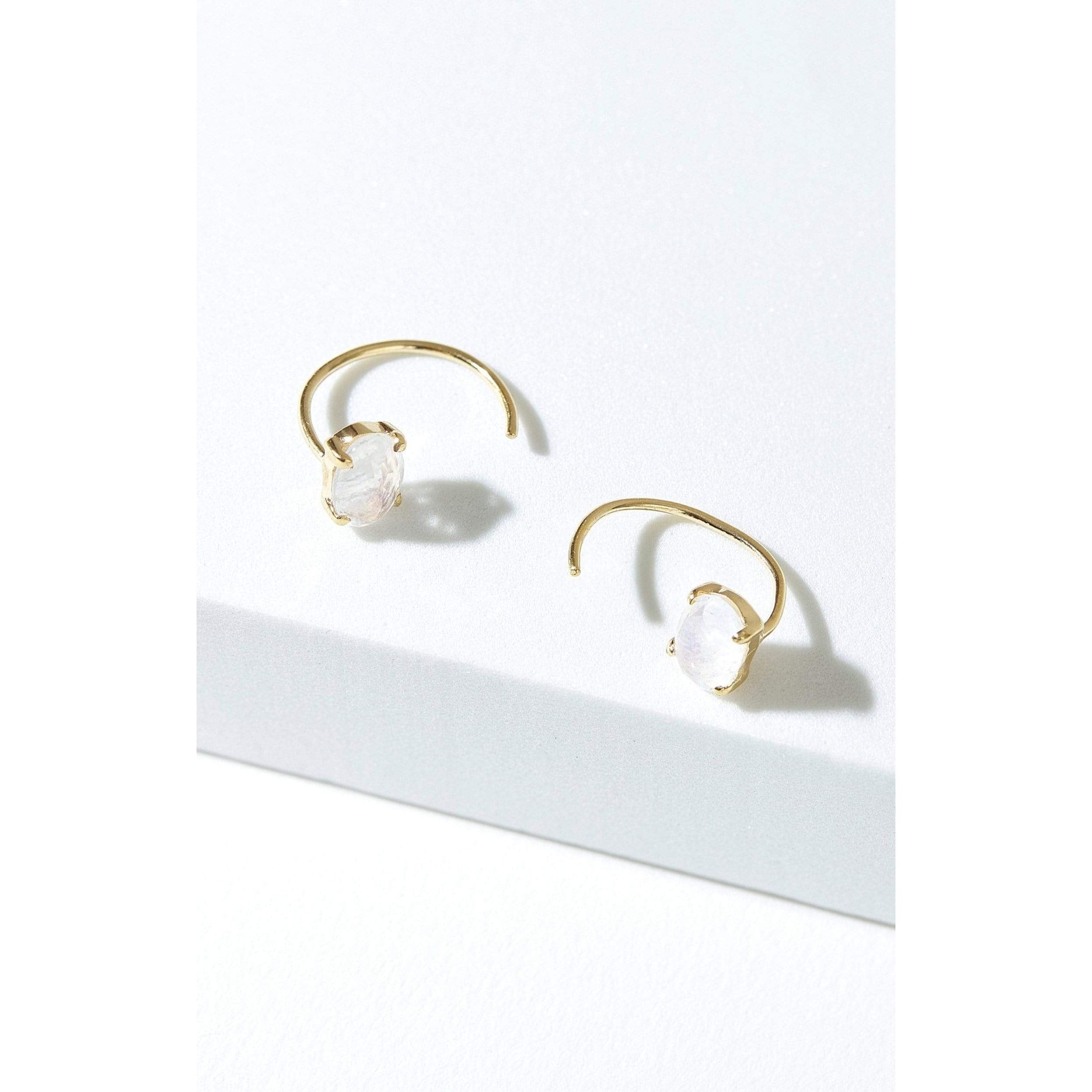 Fervor Montreal Earrings Rainbow Moonstone Hoop Earrings