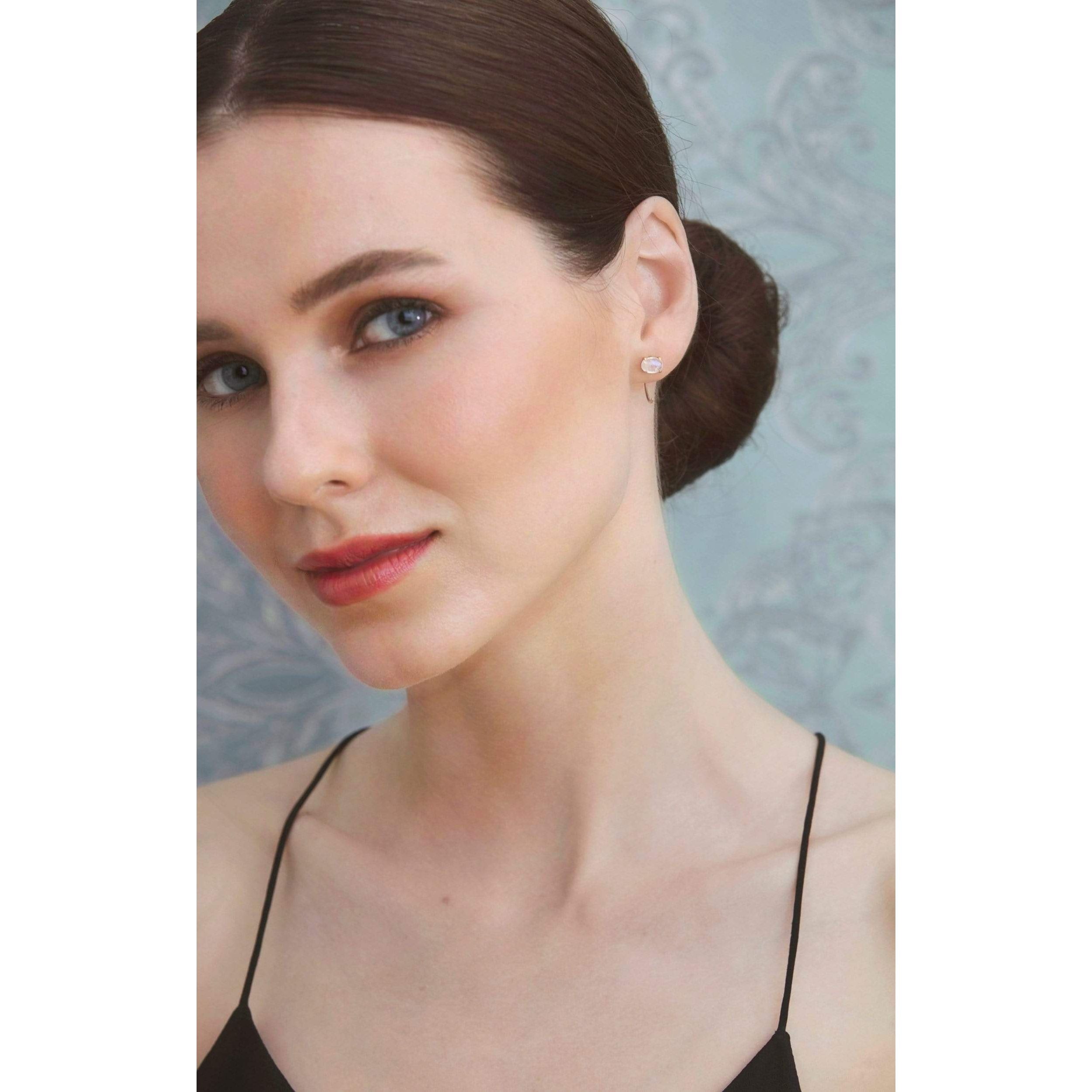 Fervor Montreal Earrings Rainbow Moonstone Hoop Earrings