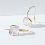 Fervor Montreal Earrings Rose Quartz Cushion Cut Fish Hook Earrings