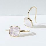 Fervor Montreal Earrings Rose Quartz Cushion Cut Fish Hook Earrings