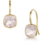 Fervor Montreal Earrings Rose Quartz Cushion Cut Fish Hook Earrings