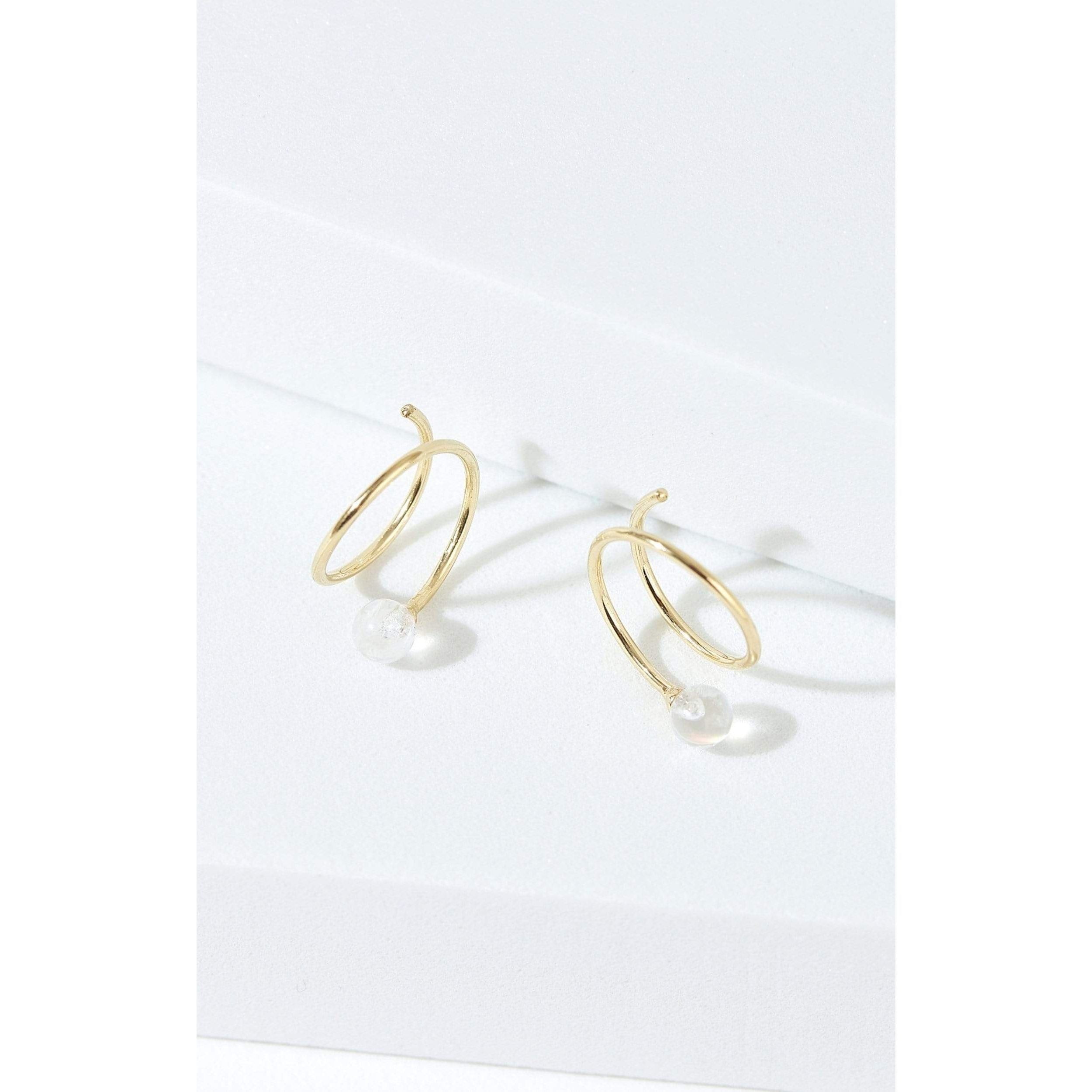 Fervor Montreal Earrings Spiral Rainbow Moonstone Earrings