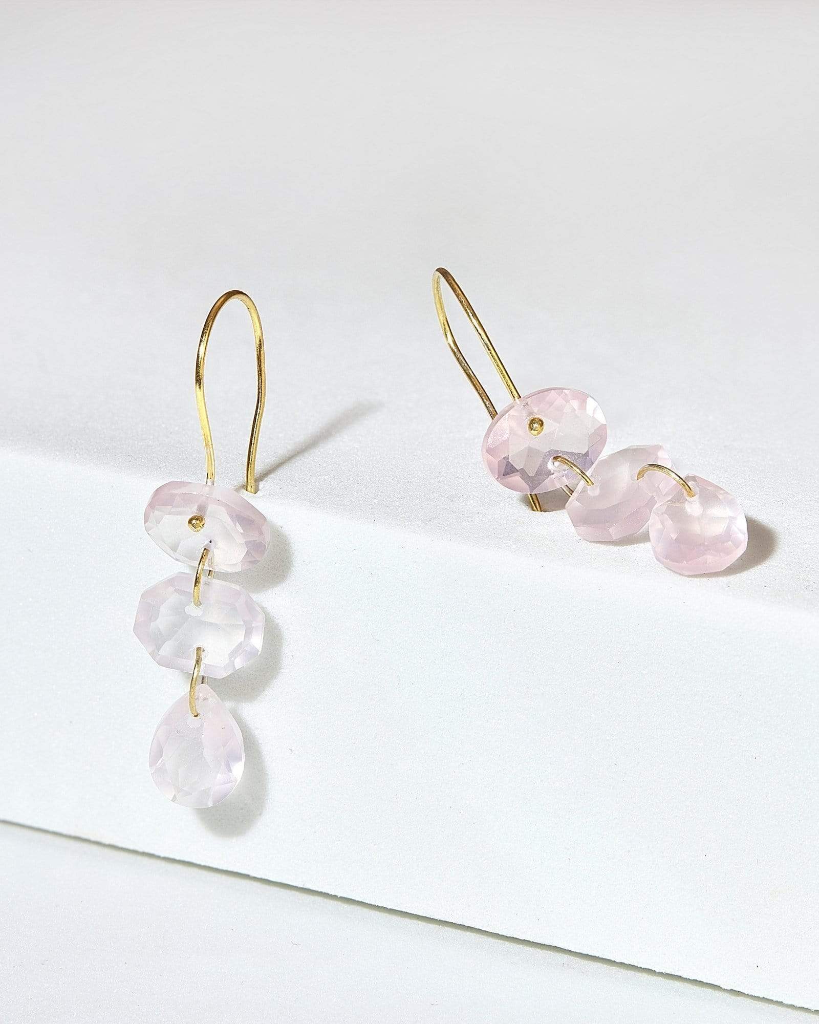 Fervor Montreal Earrings Three Link Rose Quartz Earrings