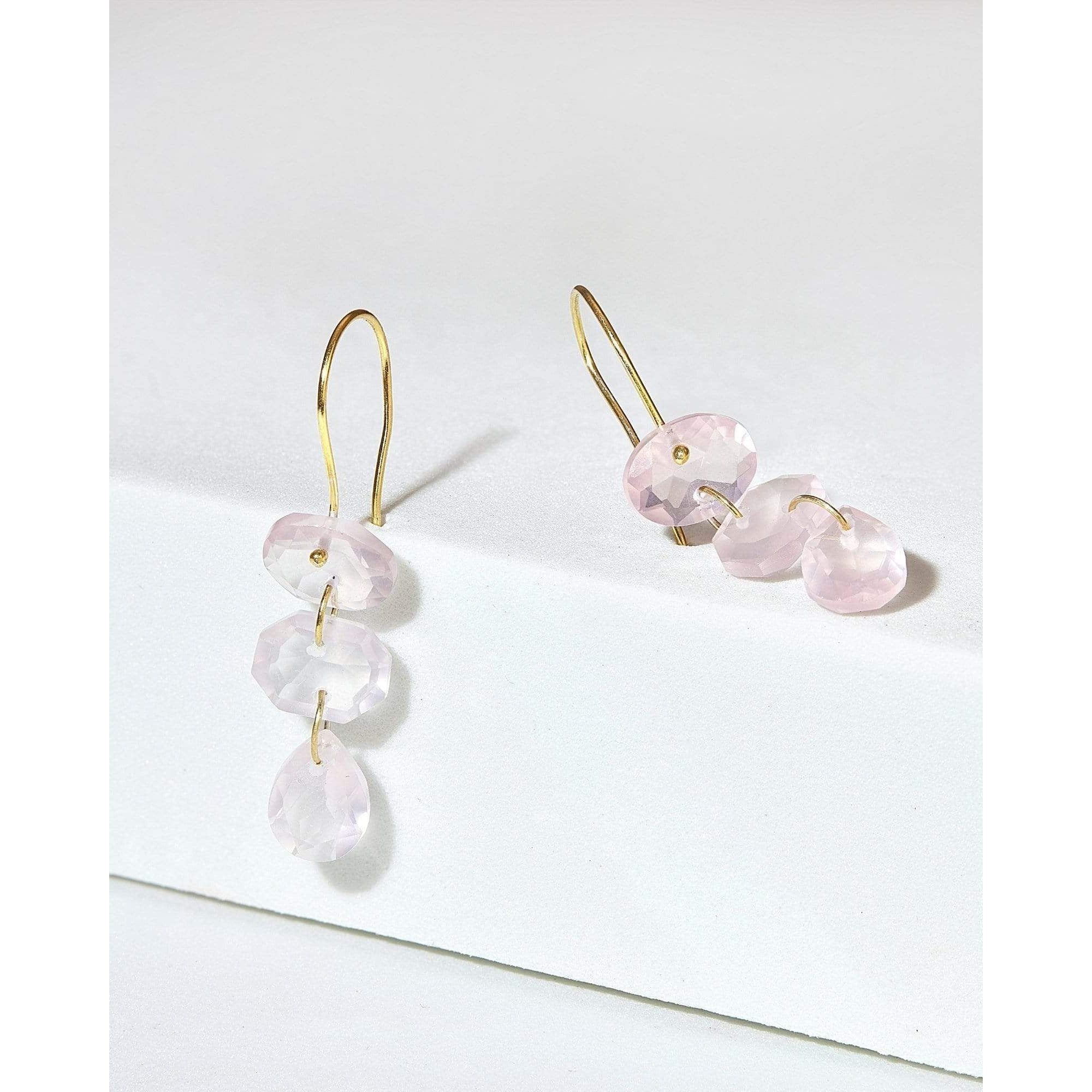 Fervor Montreal Earrings Three Link Rose Quartz Earrings