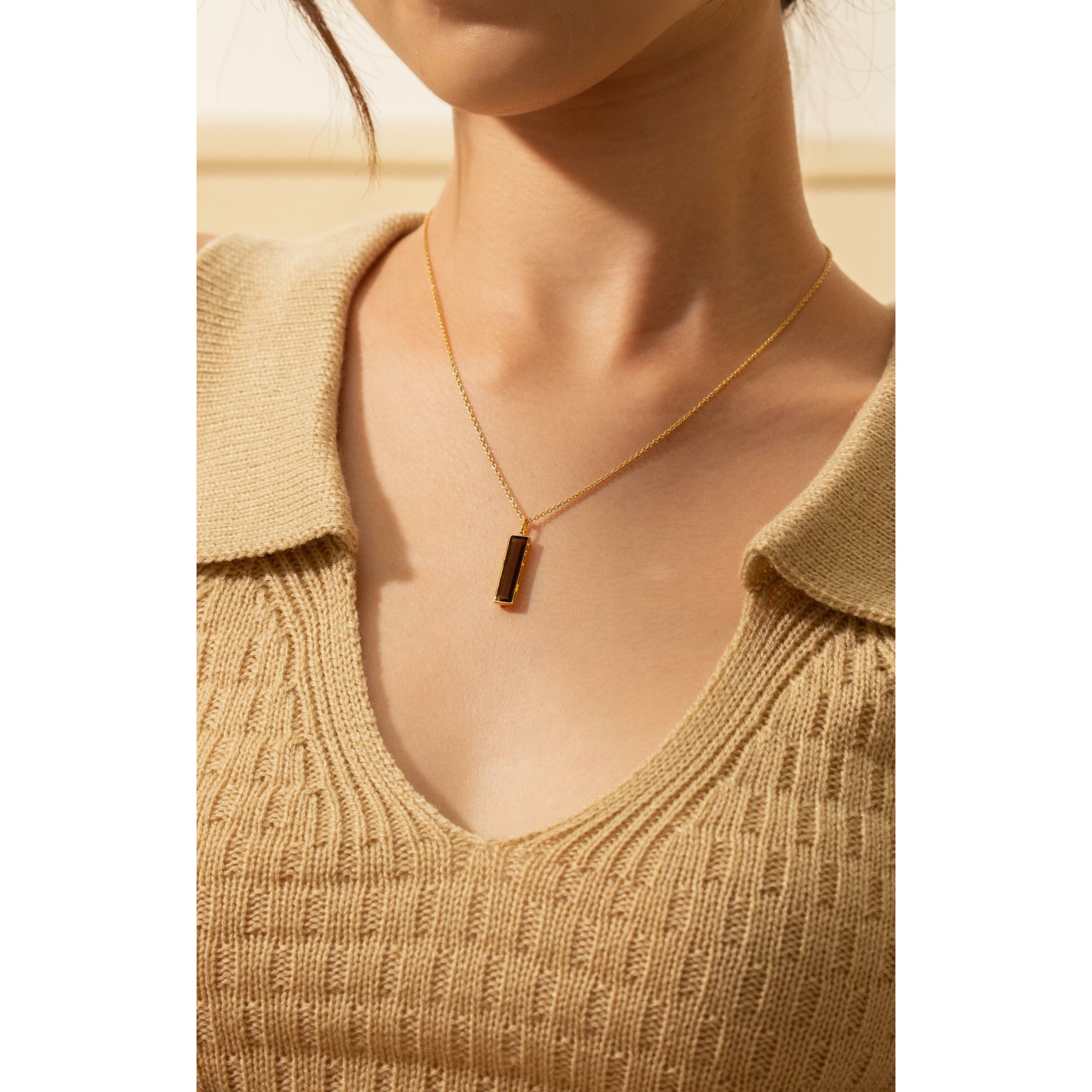 Fervor Montreal Elongated Baguette Smoky Quartz Necklace