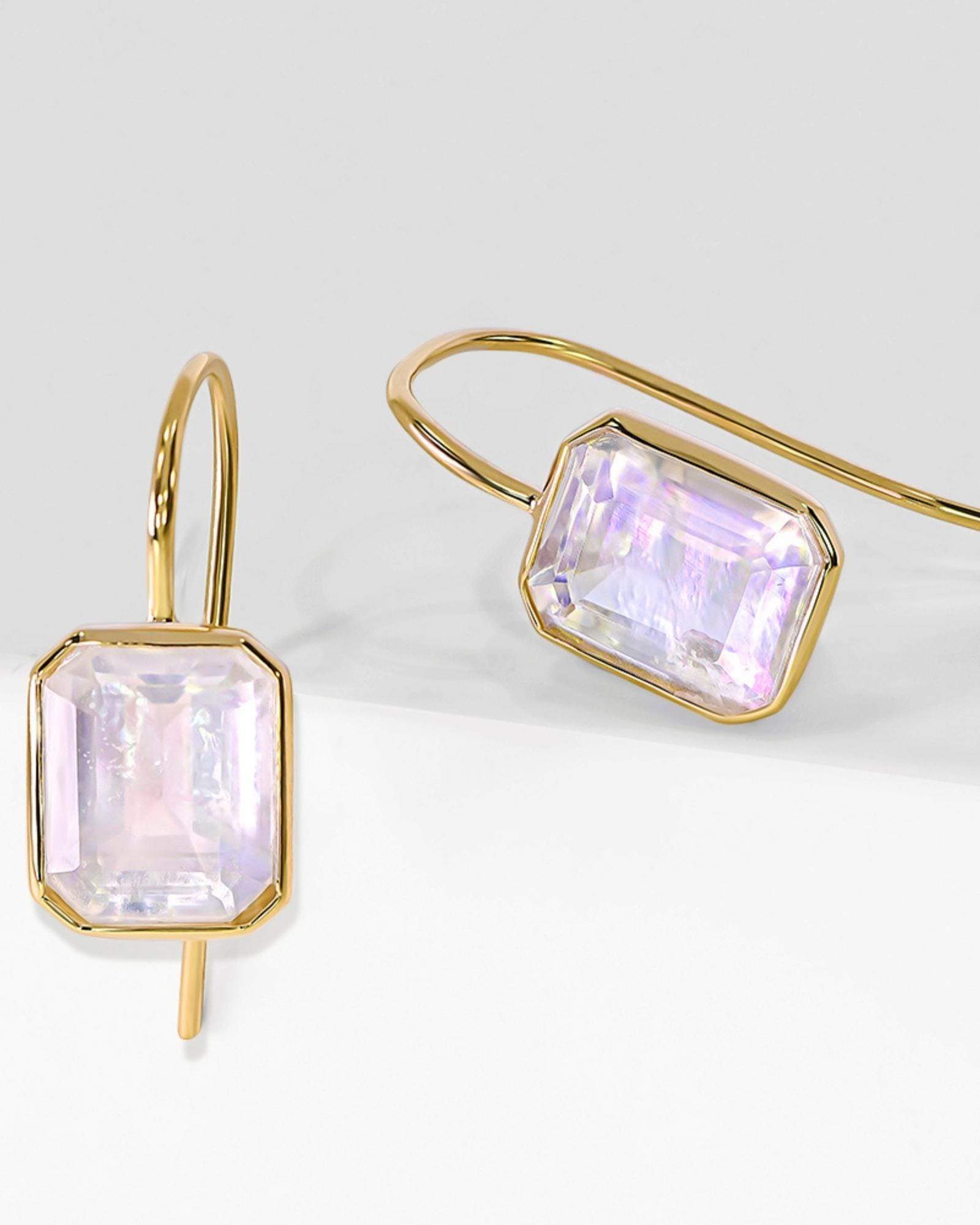 Fervor Montreal Mother of Pearl Triplet Octagon Fish Hook Earrings