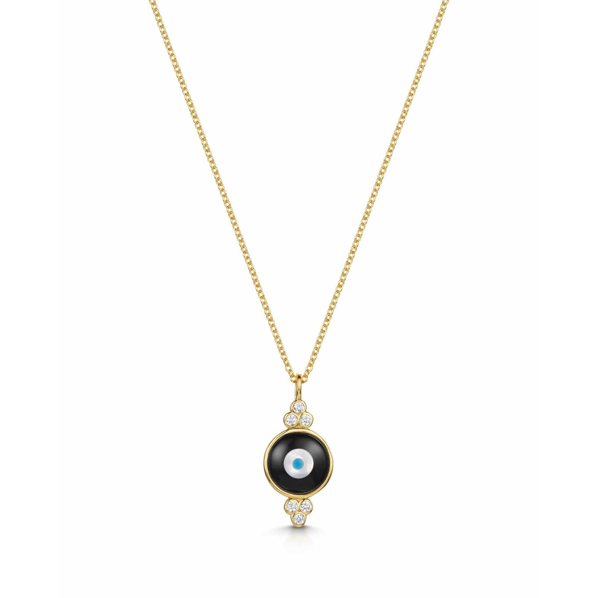 14K Gold Plated divinity Evil Eye Pearl Necklace 