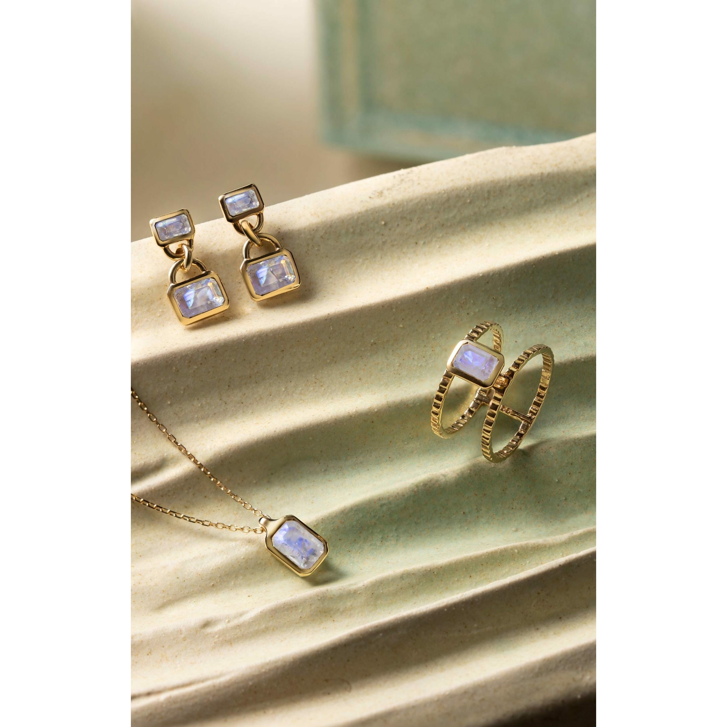 Fervor Montreal Necklace Malaika Rainbow Moonstone Octagon Necklace