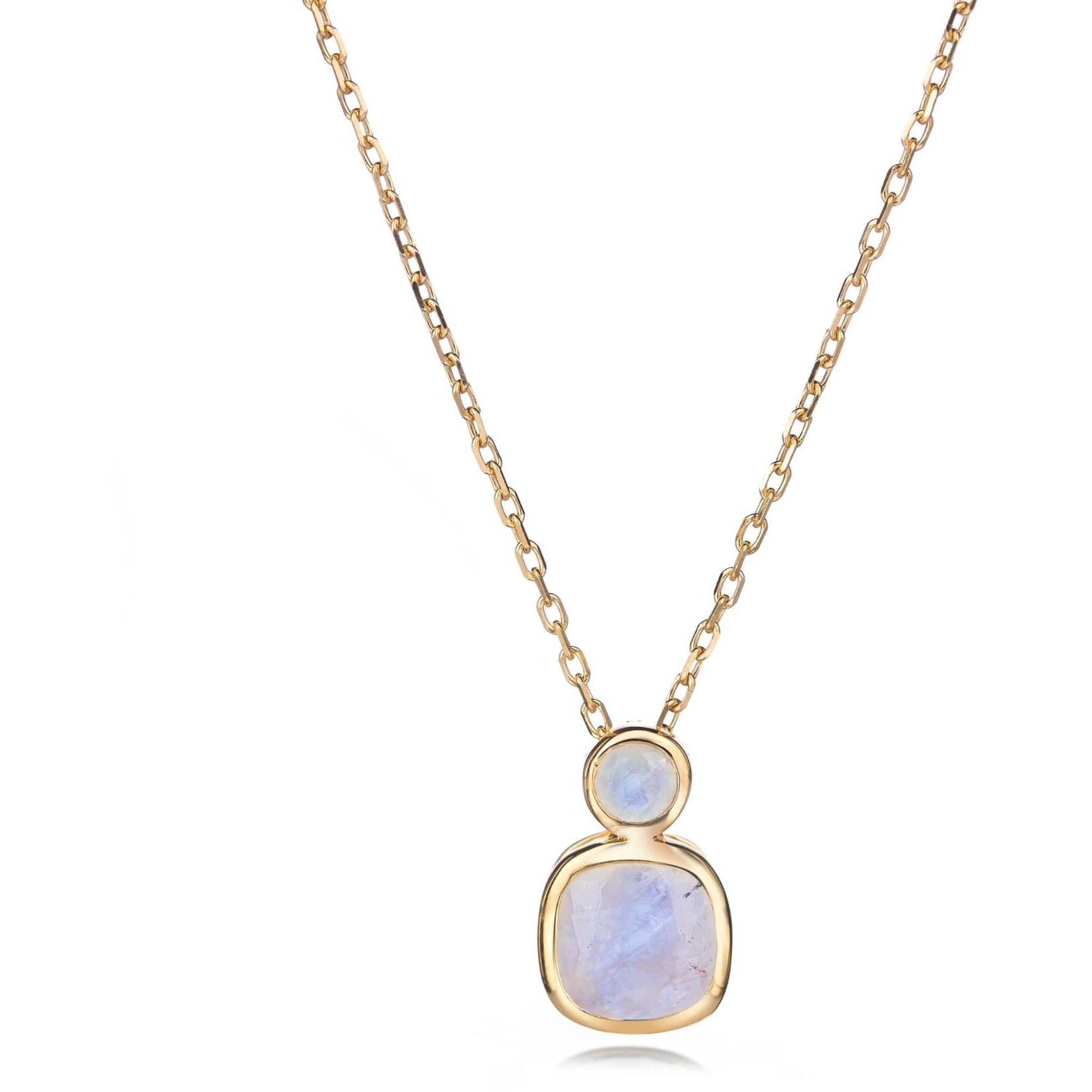 Malaika Rainbow Moonstone Round and Cushion Cut Necklace - Fervor