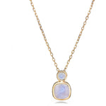 Fervor Montreal Necklace Malaika Rainbow Moonstone Round and Cushion Cut Necklace