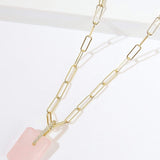 Fervor Montreal Necklace Rose Quartz Slab Necklace