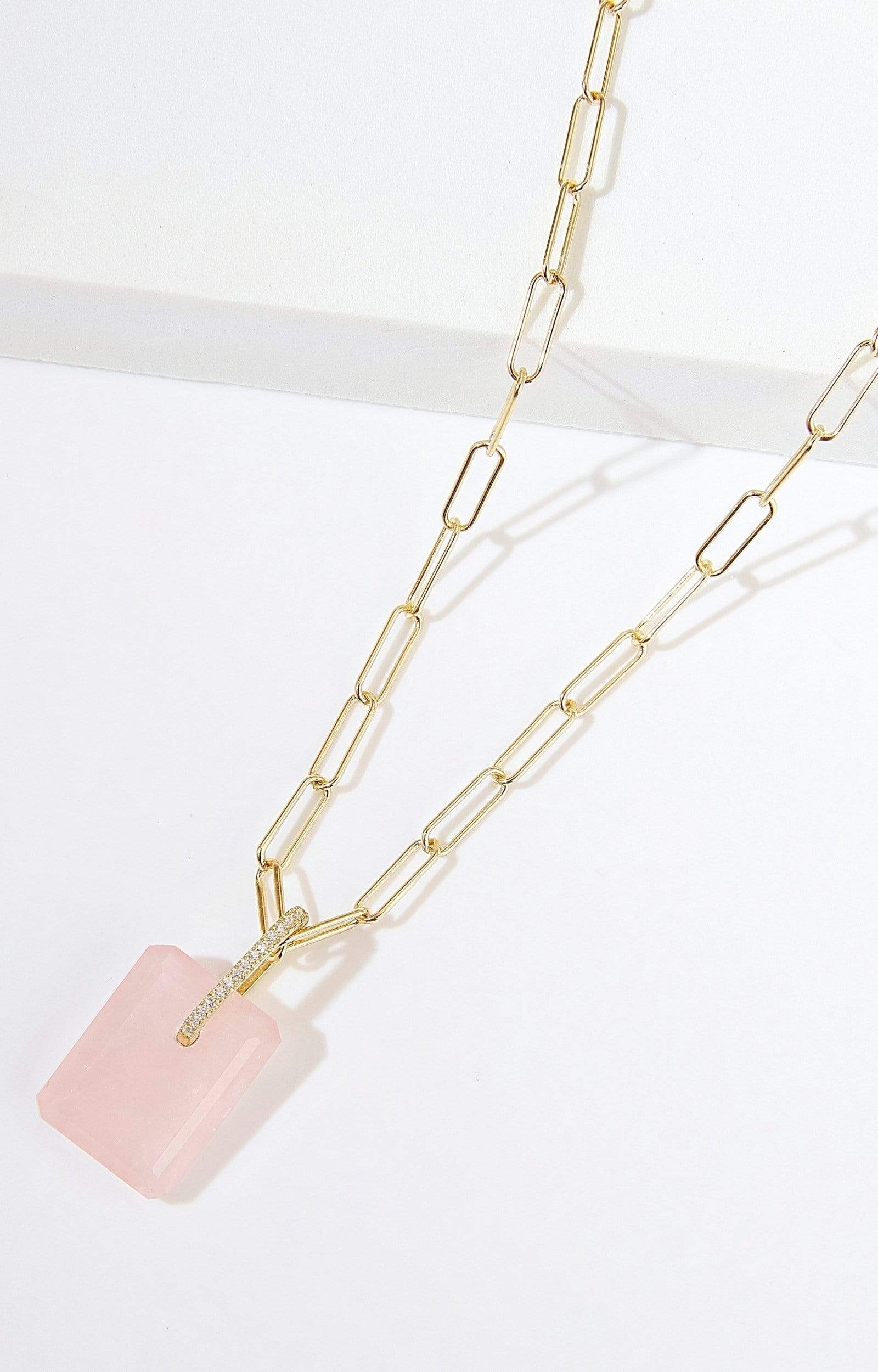 Fervor Montreal Necklace Rose Quartz Slab Necklace