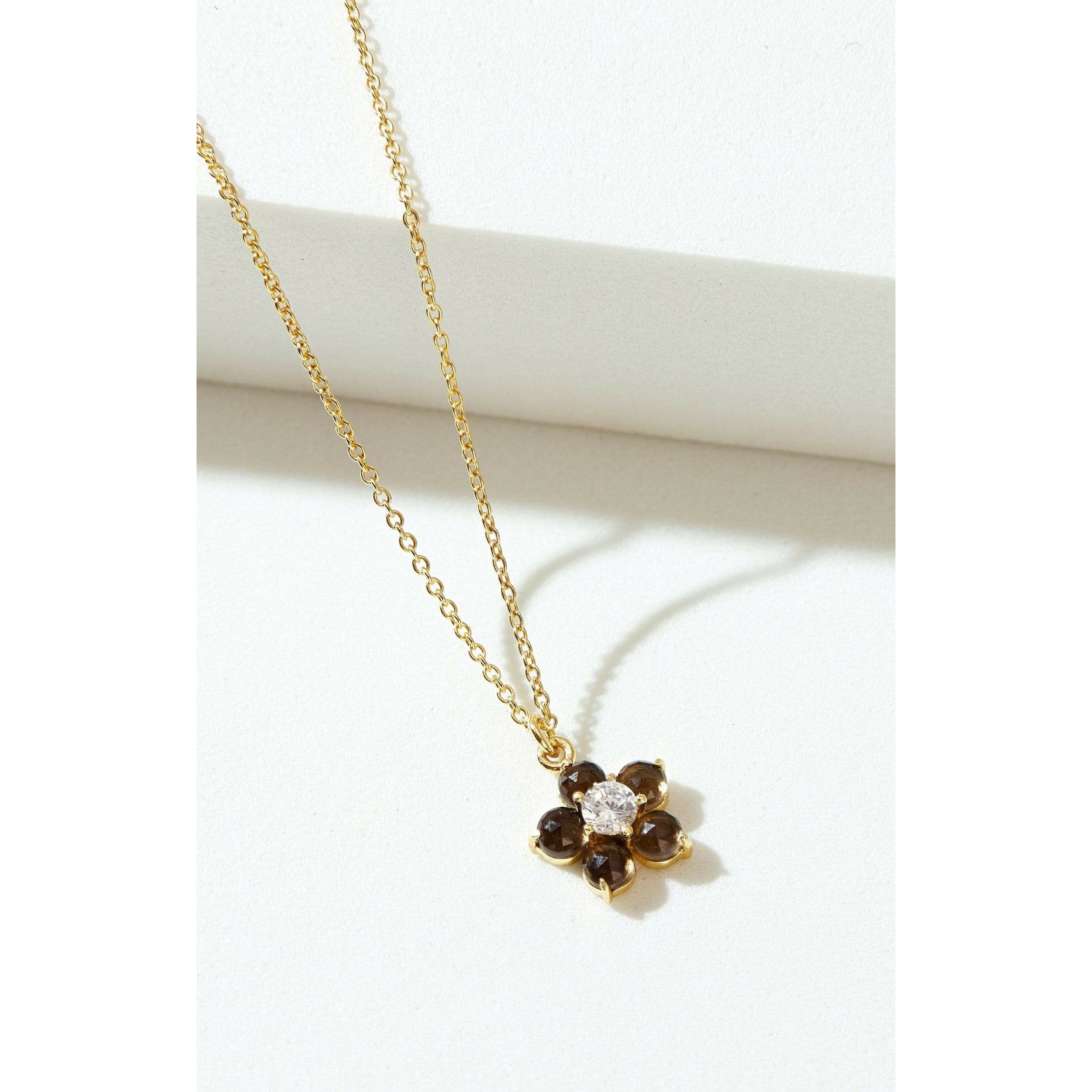 Fervor Montreal Necklace Smoky Quartz Daisy Necklace