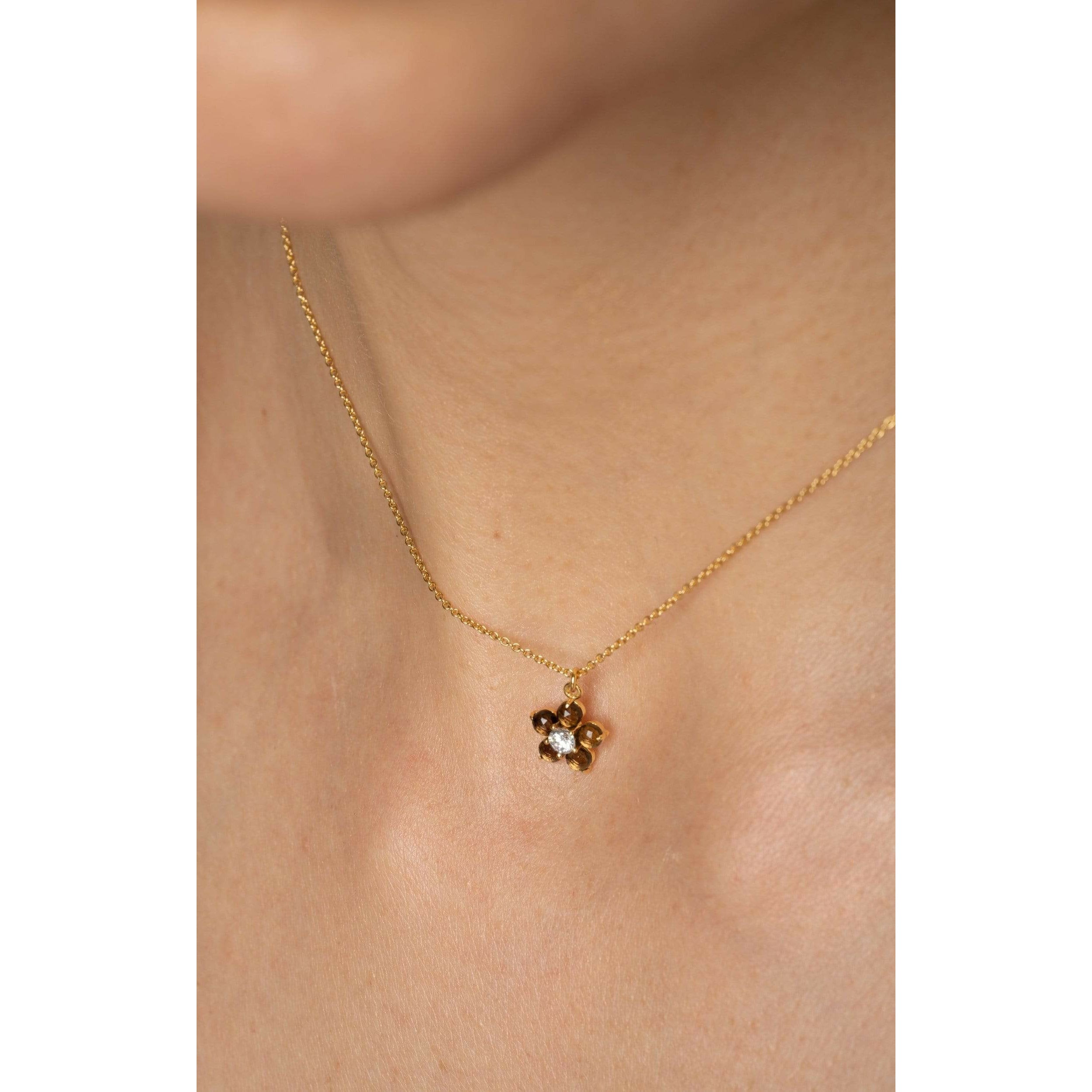 Fervor Montreal Necklace Smoky Quartz Daisy Necklace
