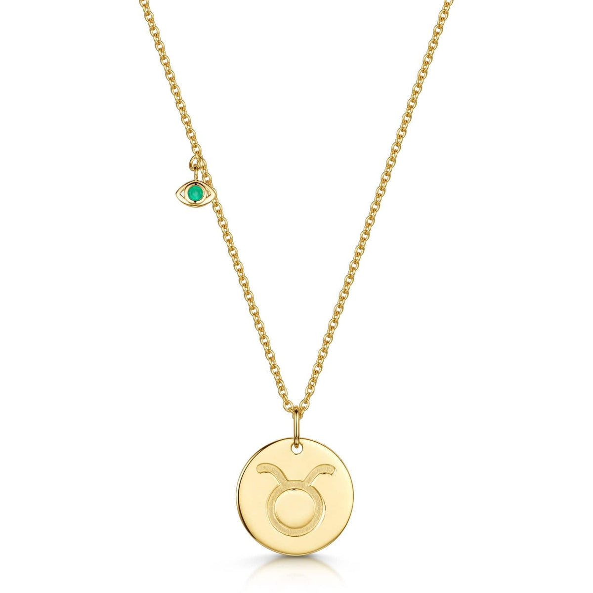 Amazon.com: Solid 14k Yellow Gold Dainty Round Taurus Zodiac Sign Bull Disc Pendant  Necklace, 16