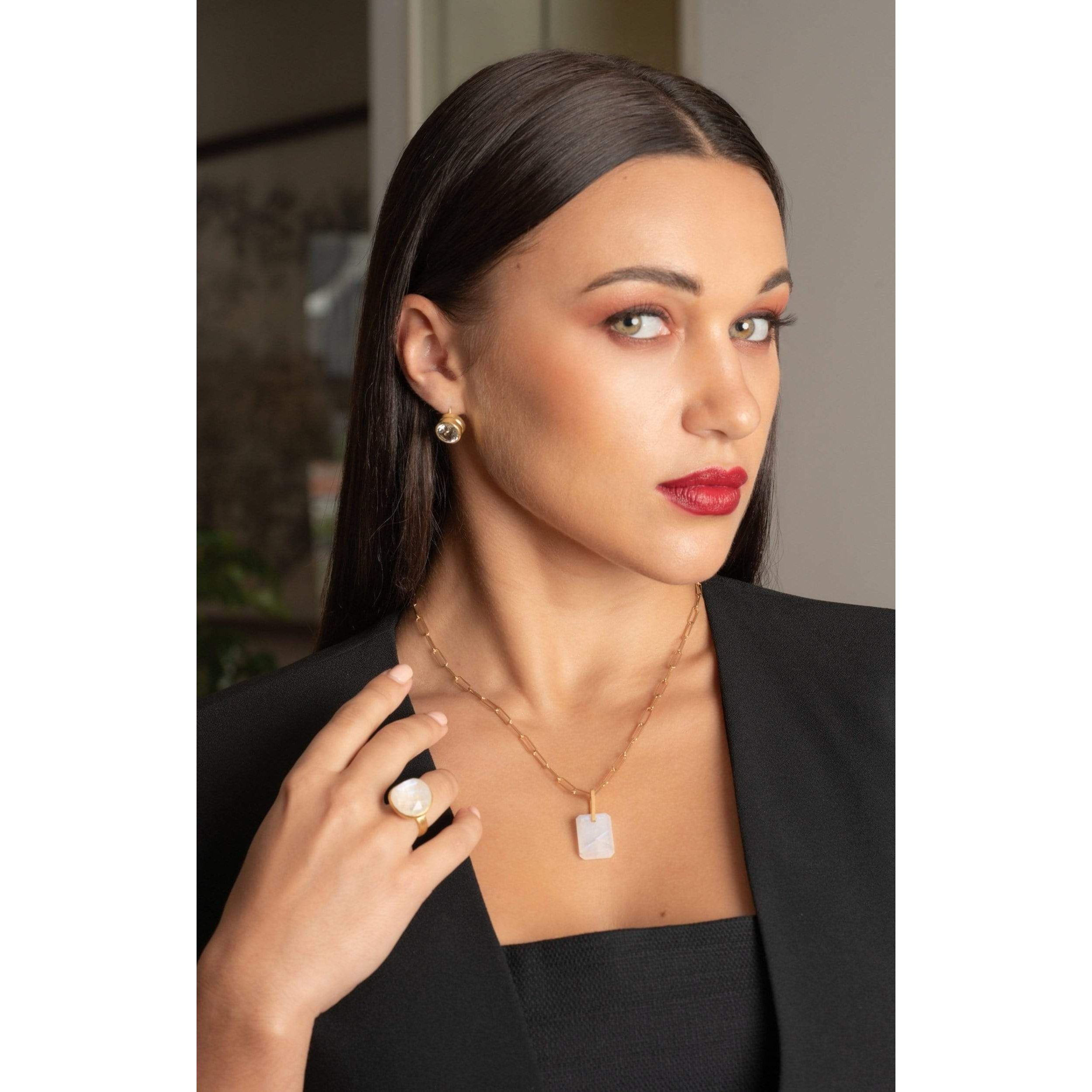Fervor Montreal Rainbow Moonstone Slab Necklace