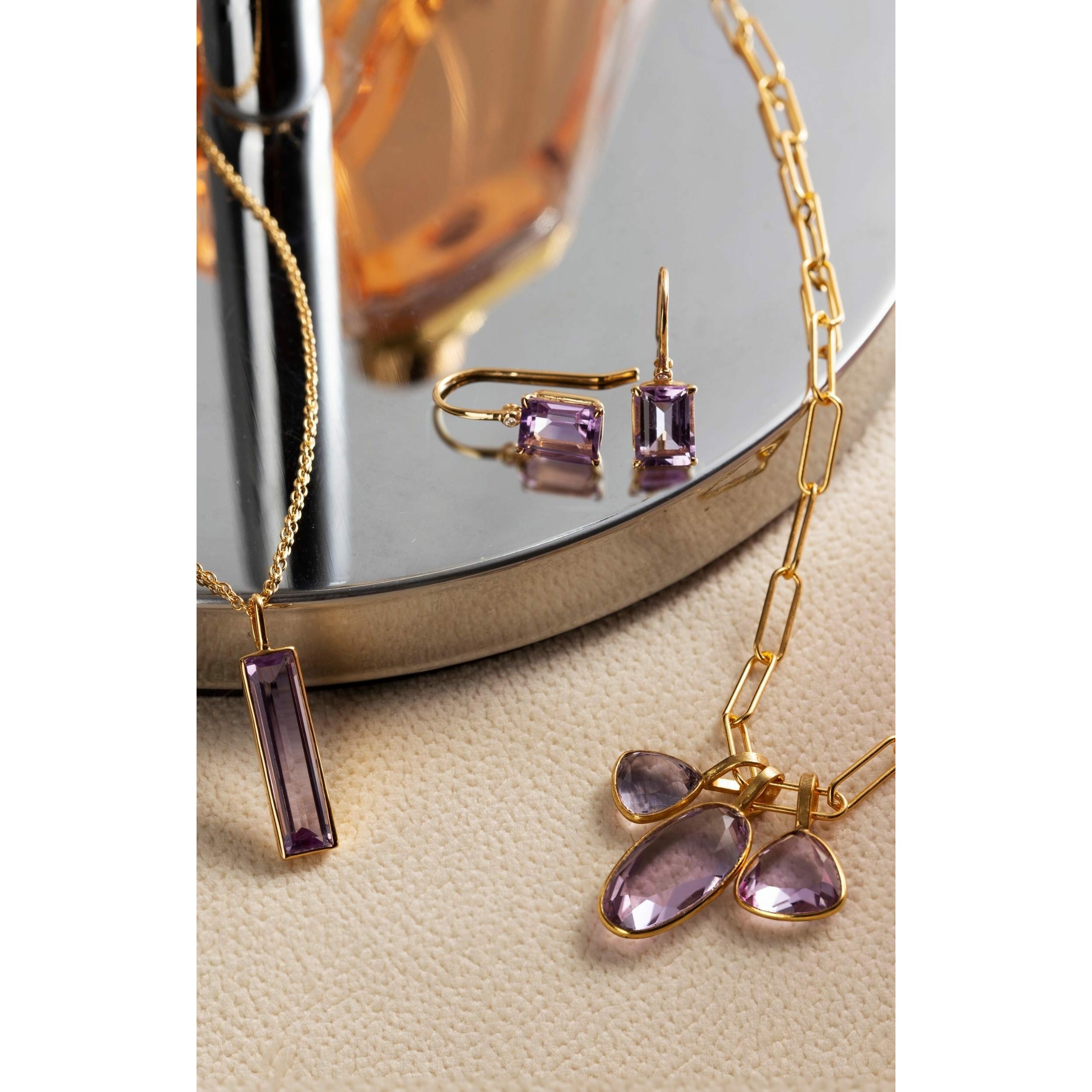 Fervor Montreal Triple Charm Organic Pink Amethyst Necklace